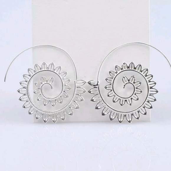 Gold or Silver Spiral Leaf Infinity Earrings - Picture 6 of 10